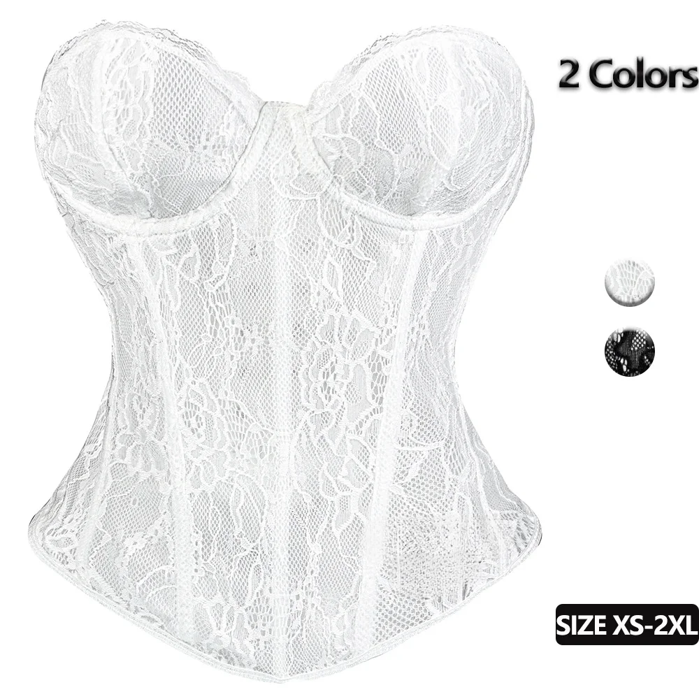 

Lace Corset Sexy See through Mesh Overbust Corsets Women Drawstring Bones Shaper Vest New Fashion Bustier Waist Trainer Corselet