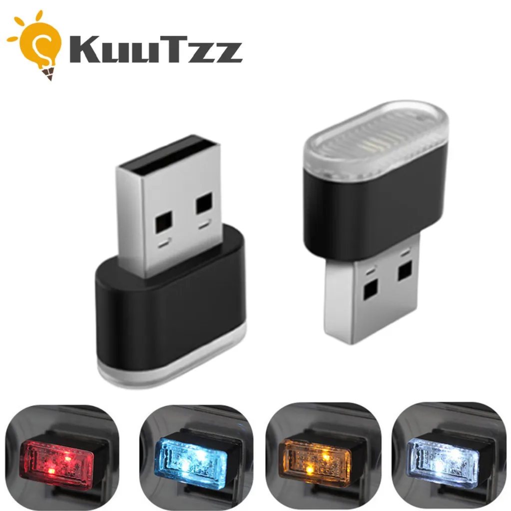 Lampu malam LED USB Mini 5V, lampu suasana Neon Interior mobil model USB dengan colokan dan Mainkan dekorasi otomatis