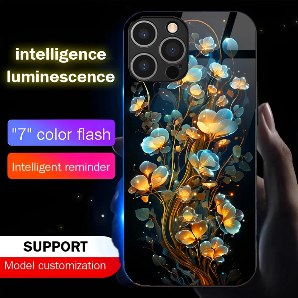 

Crystal Love Flowers LED Light Phone Case Glitter Shockproof Back Cover For Samsung S26 S25 S24 S23 S22 S21 S20 FE Plus Ultra