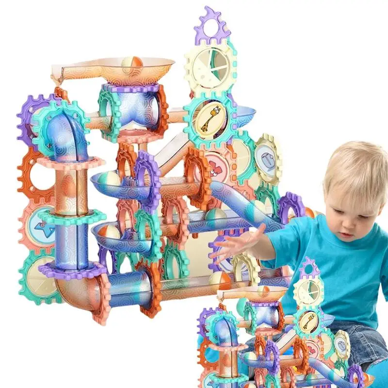 Marble Track Set DIY Construction Marble Run Race Track Building Blocks Kids 3D Maze Ball Roll Toys Children Christmas Gifts