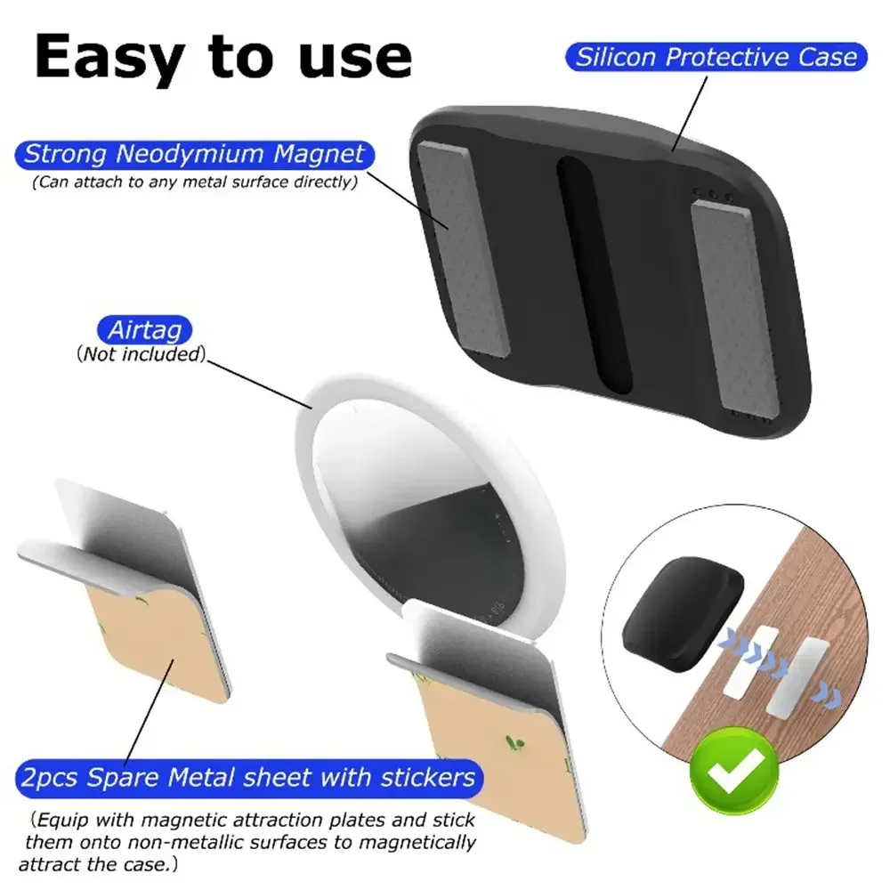 

For Apple AirTag Magnetic Silicone Case， Waterproof Anti-Lost Tracker Holder Cover