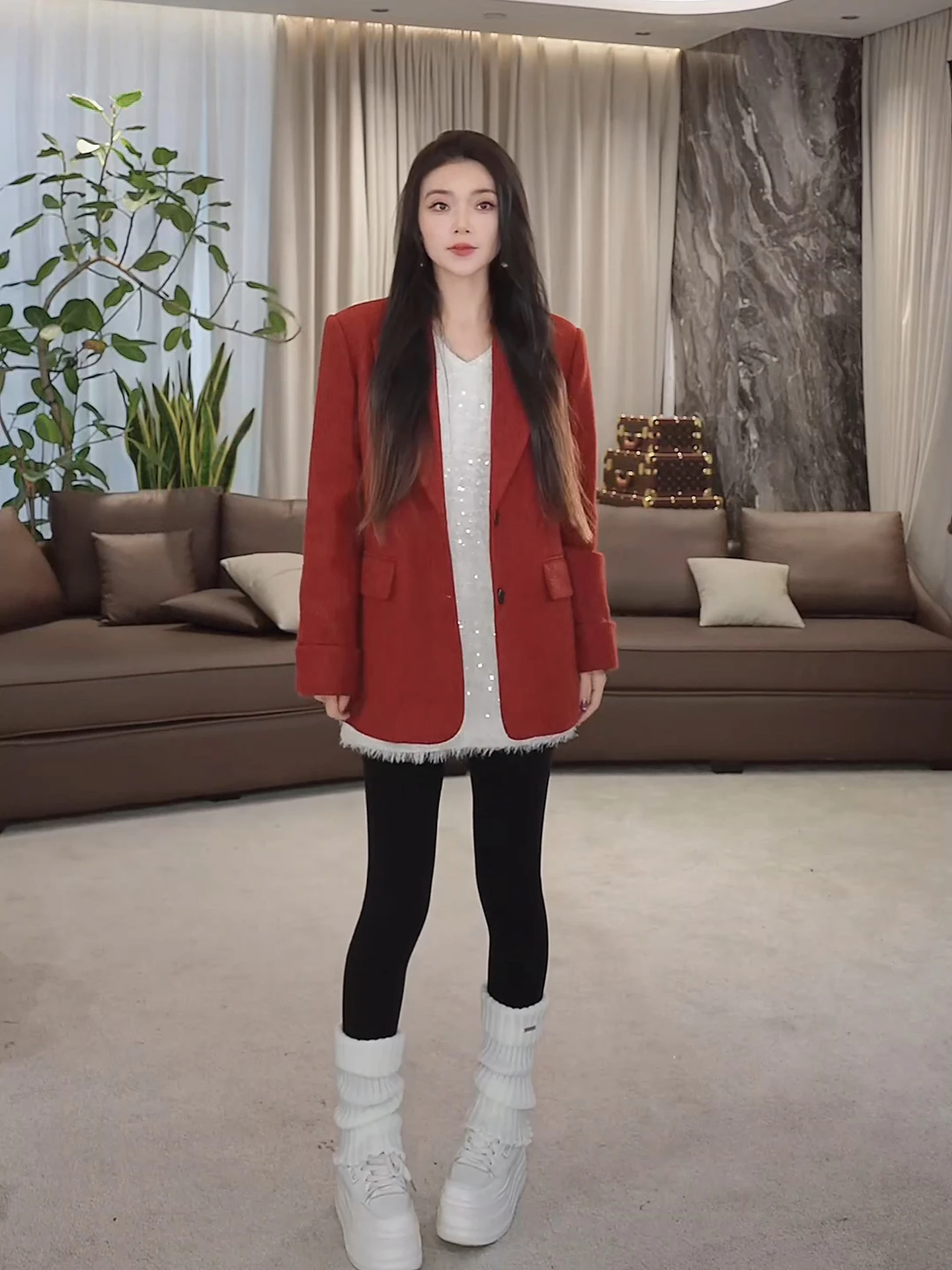 

Casual Versatile Red down Jaet Women's High-End Feel Suit Coat LA.eila New Sle Faionable All-Match Outerwear