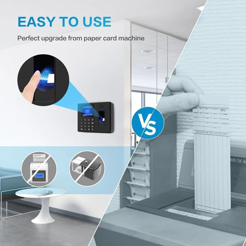 Hot Salefingerprint Clock Finger Scanning And PIN Punch In One, No Monthly Fee Deduction Lunch Time Editor Lacks Punch