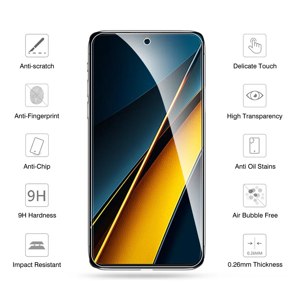 4pcs Full Cover Screen Protector For POCO X3 X4 X5 X6 Pro X3 X4 F3 F4 F5 GT M4 M3 M6 Pro Tempered Glass For POCO X3 Nfc X6 Neo