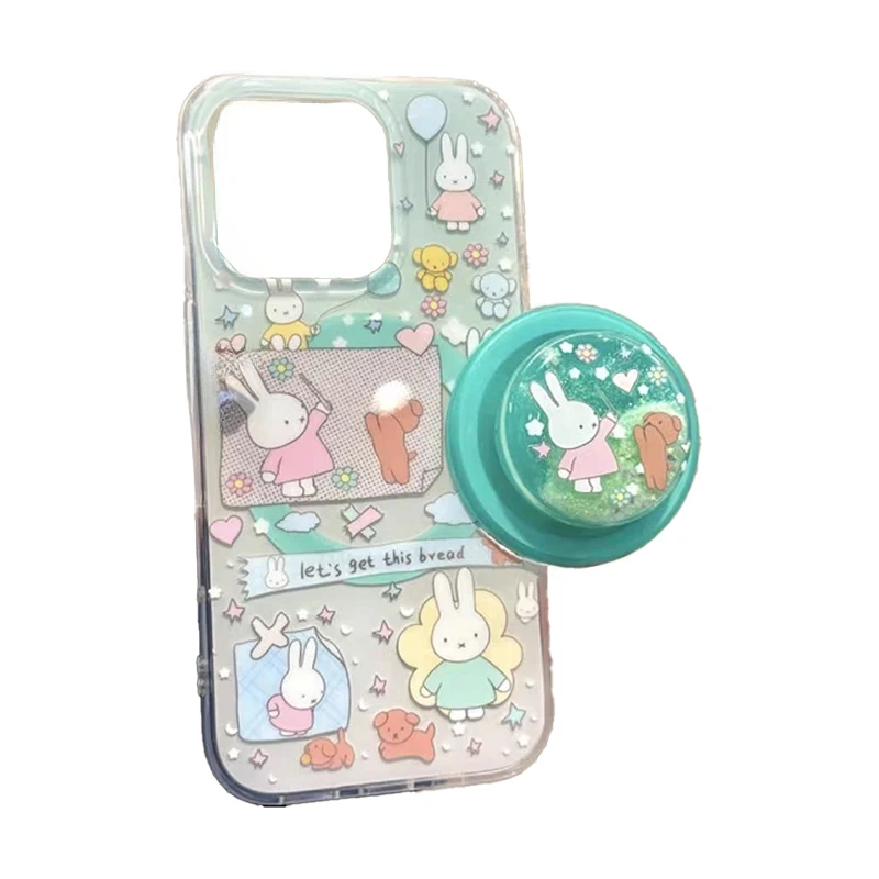Coque de téléphone Miffy Kawaii adaptée à l'iphone 17 16 15 14, support magnétique Miffy et Snuffy, étui de téléphone Anti-chute, cadeaux pour filles