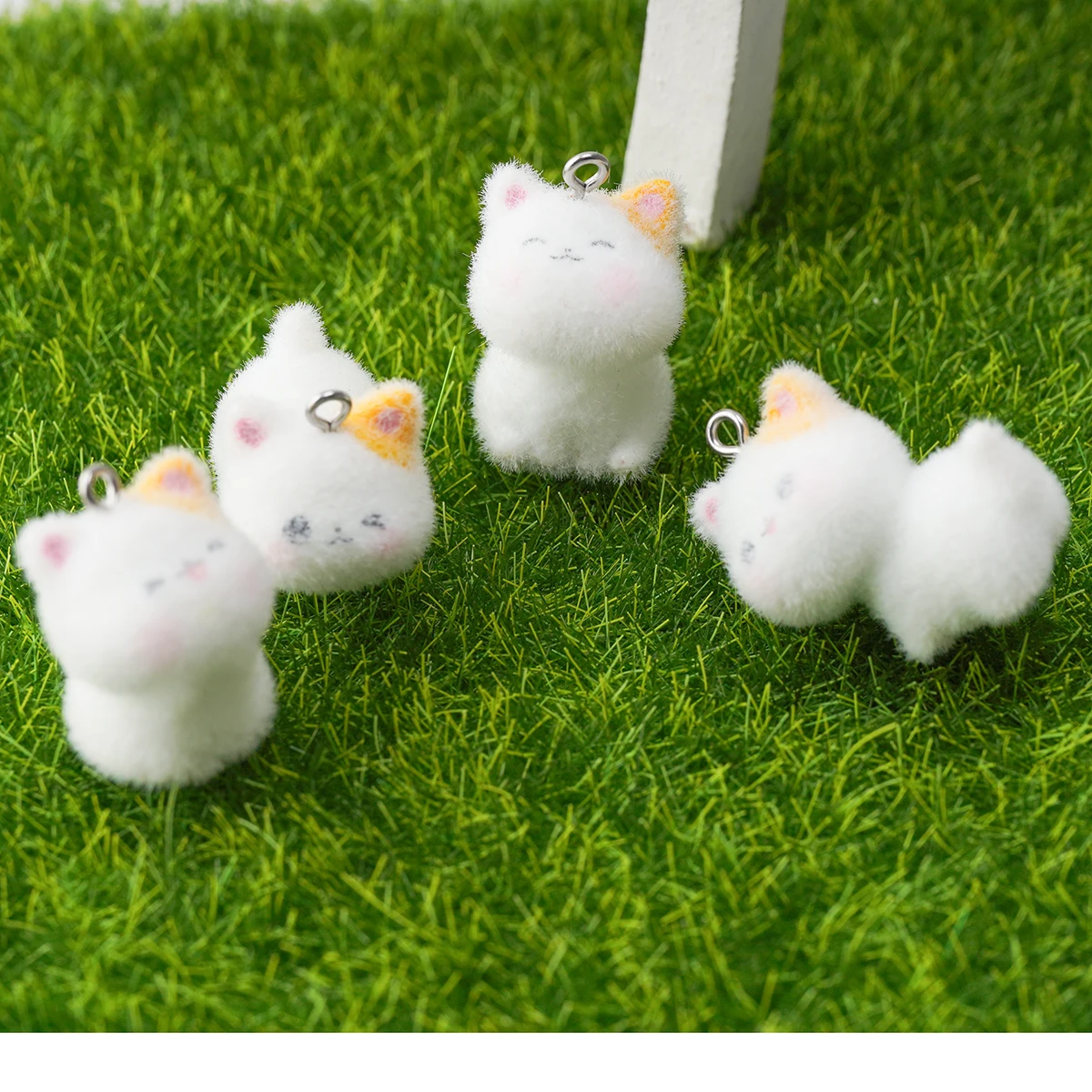 30pcs Kawaii Plush dolls Charms Cute Cat Resin Pendants For make keychains Necklace DIY Handmade crafts Jewelry Accessories