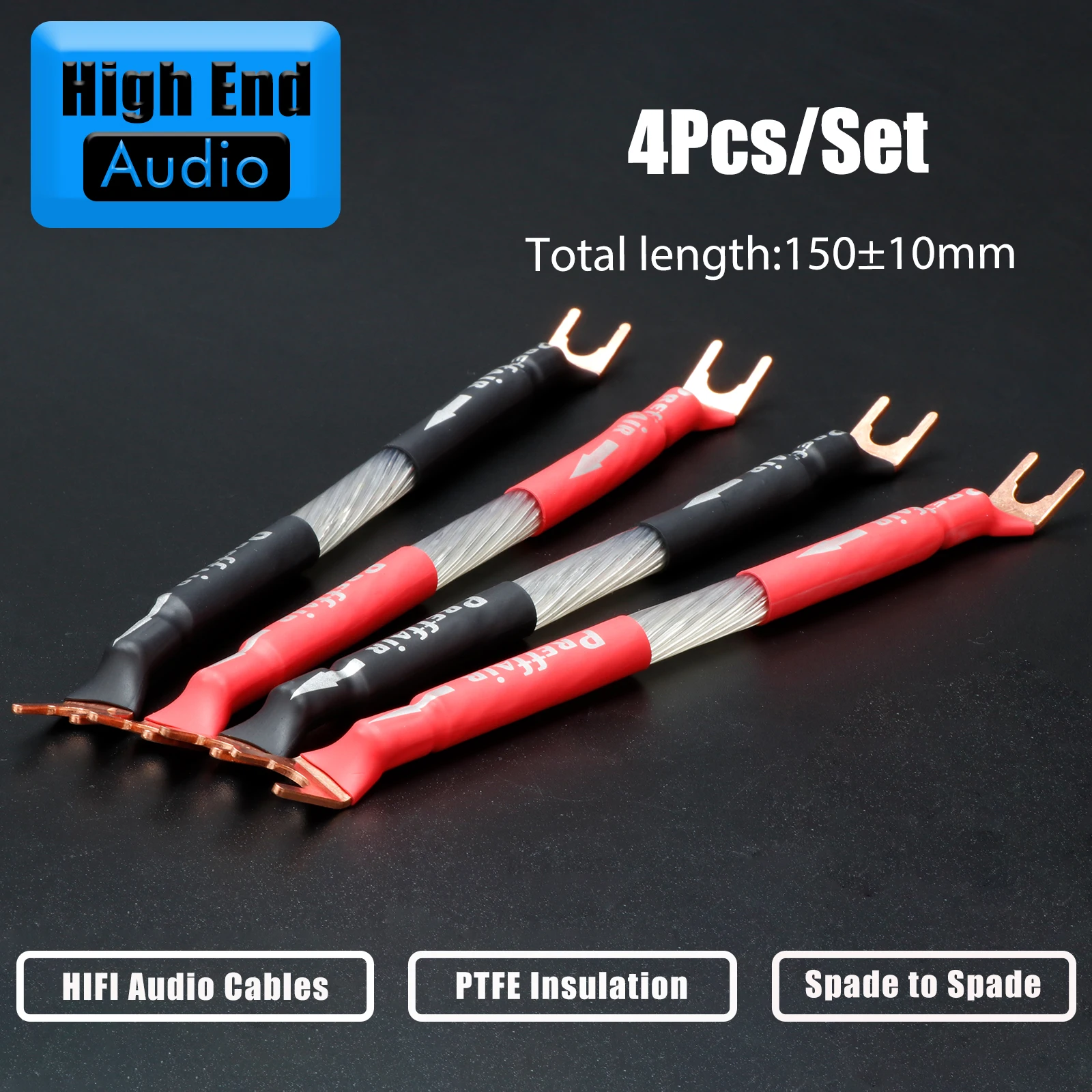 Preffair 6N OCC Sliver-Plated 4pcs Speaker Bridge/Jumper Audio Cable with pure Copper Banana to Y Shape Jumper Wire