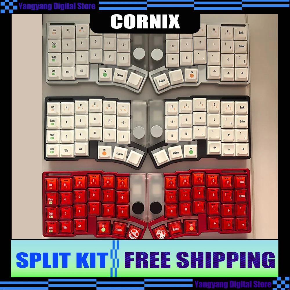 

Разделенная клавиатура Jezail Funder Cornix, двухрежимный низкопрофильный алюминиевый корпус с ЧПУ с ручкой, флакон с поддержкой беспроводной механической клавиатуры