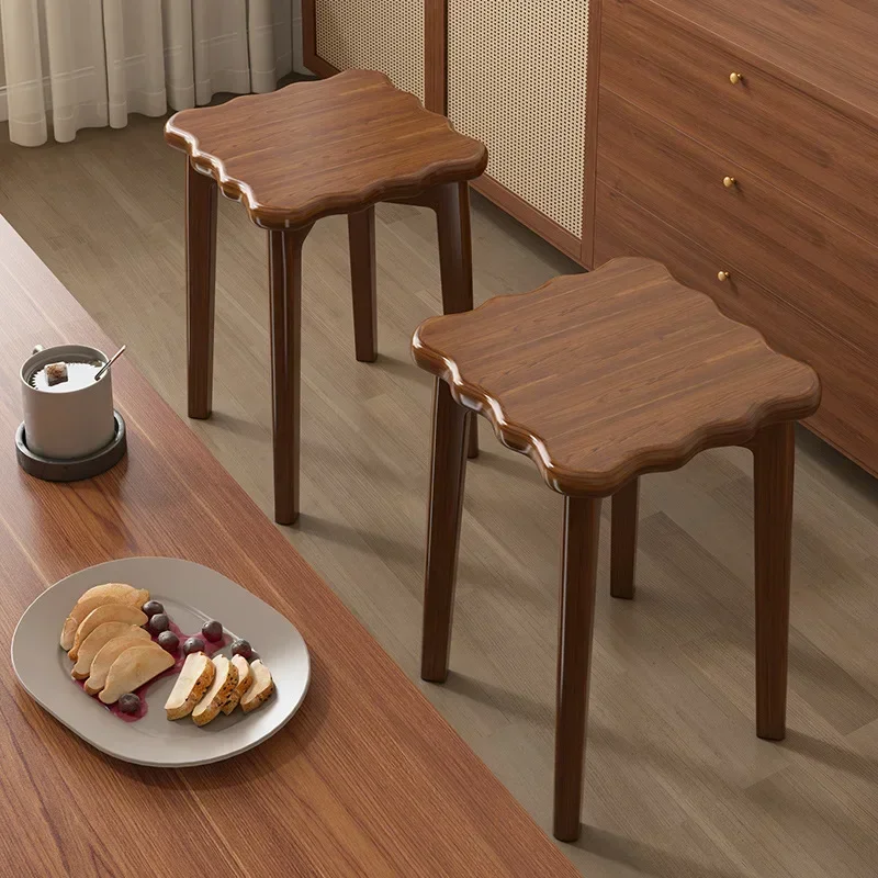 Internet celebrity Solid wood stool home kitchen Chinese dining stool living room modern simple square stool low stool chair