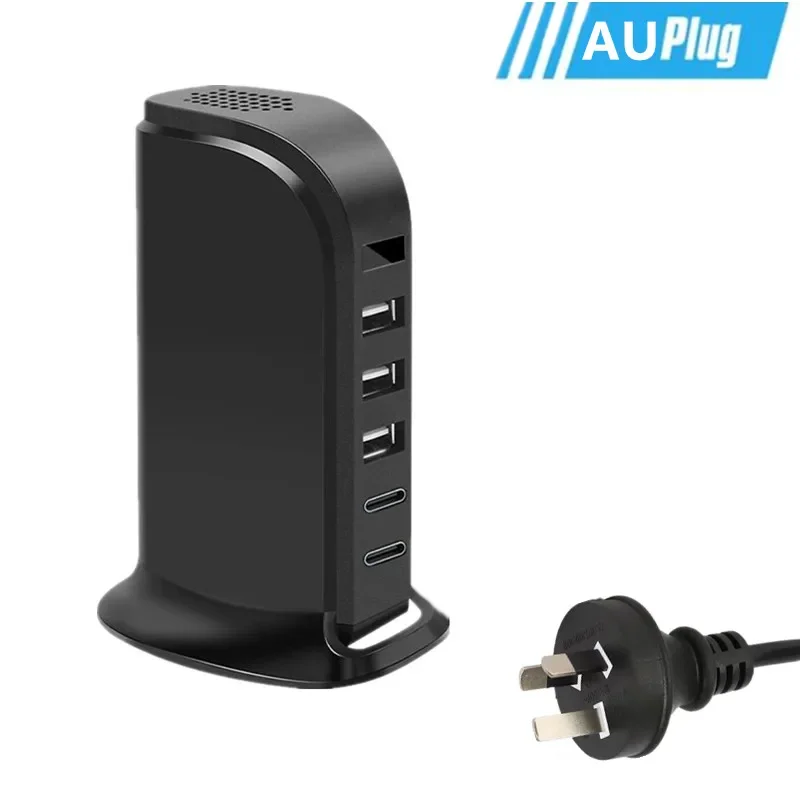 5-poorts USB desktop oplaadstation met WiFi beveiligingsmonitor, multi-apparaat powerhub, HD 1080P slimme thuiscamera & app-afstandsbediening - afbeelding 1