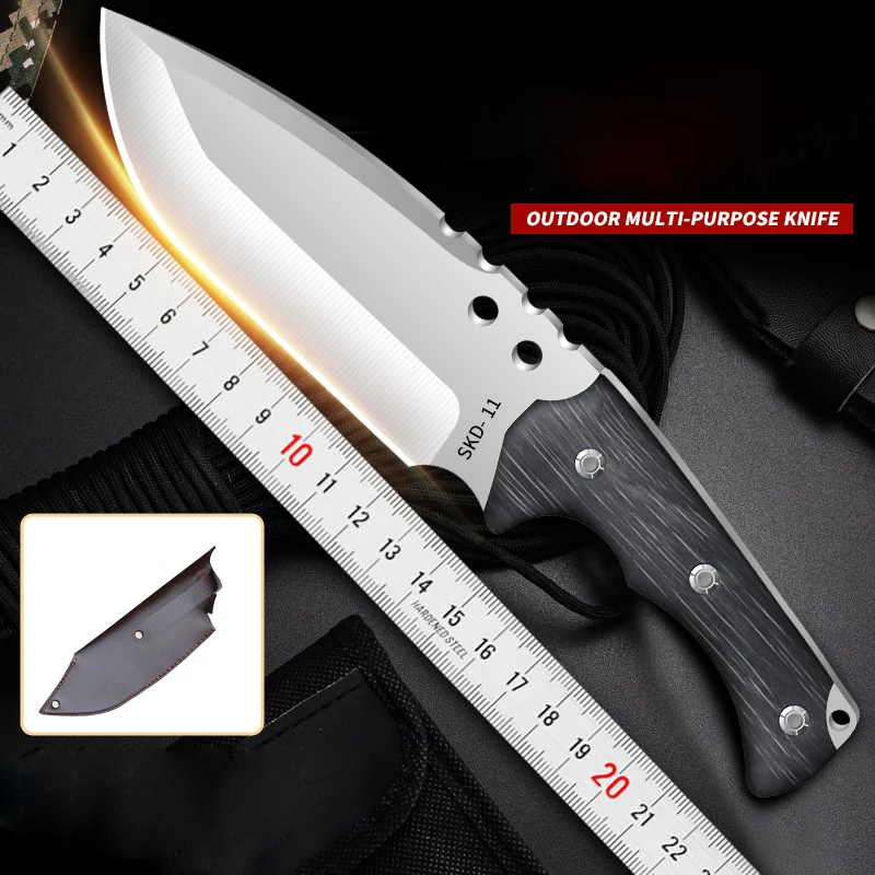 1pc，Outdoor straight knife, body knife survival, field trip camping straight knife, portable high-hardness knife, hunting knife