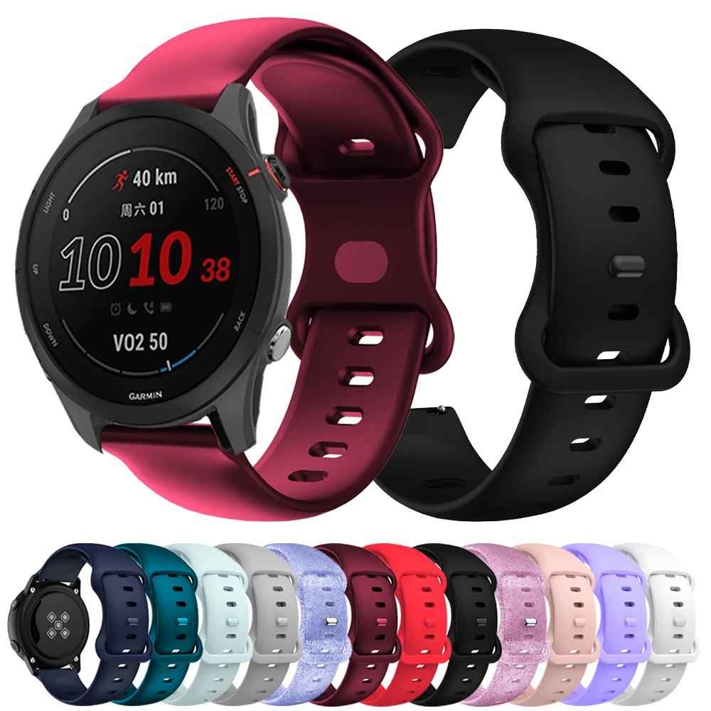 20 22mm Soft Silicone Strap For Garmin Forerunner 265 255 Vivoactive 4 Venu 2 Plus Sq Wristband Replacement Wacth Band Bracelet