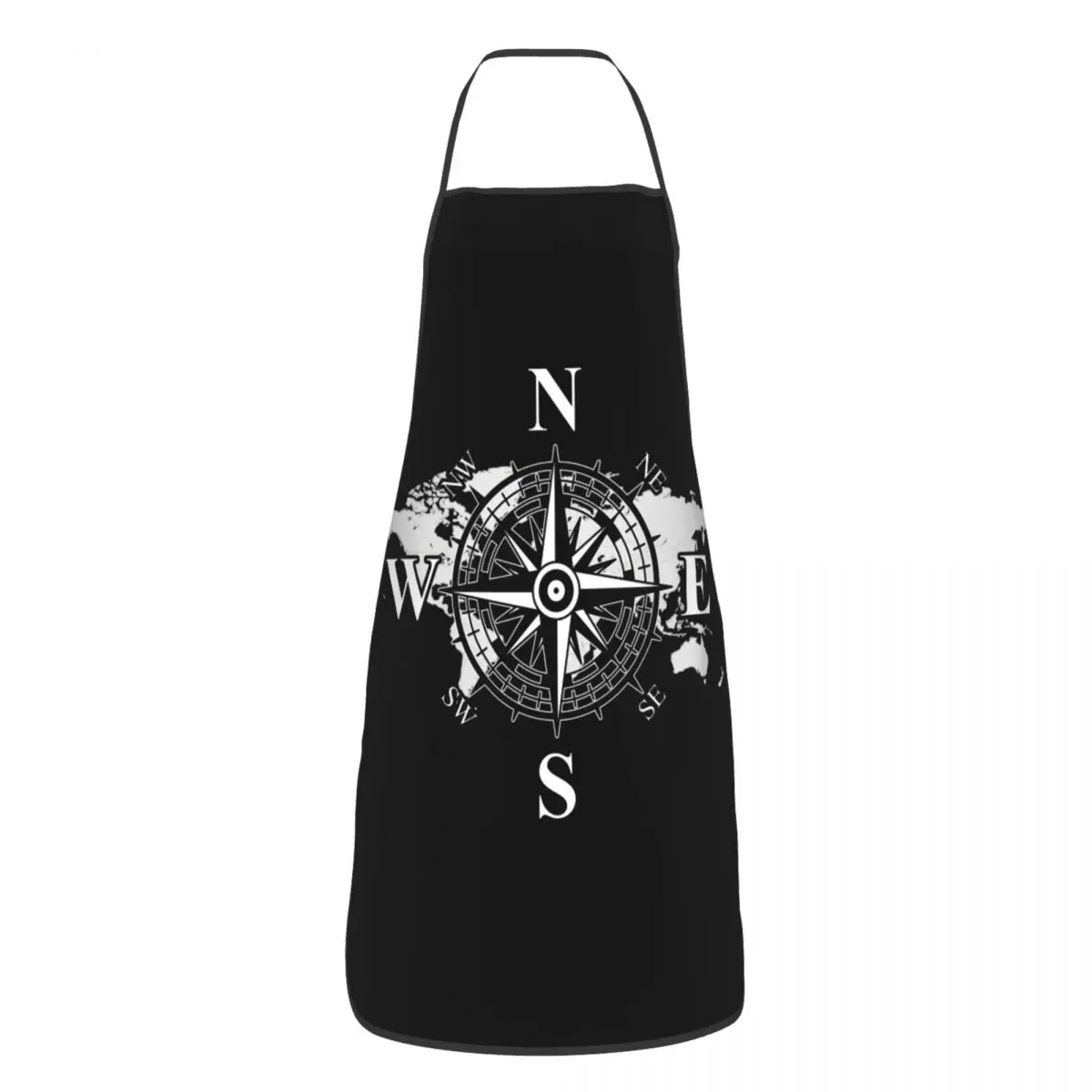 Compass With World Map Funny Apron Cardinal Points Of Earth Unisex Kitchen Chef Bib Tablier Cuisine Cooking Baking Gardening