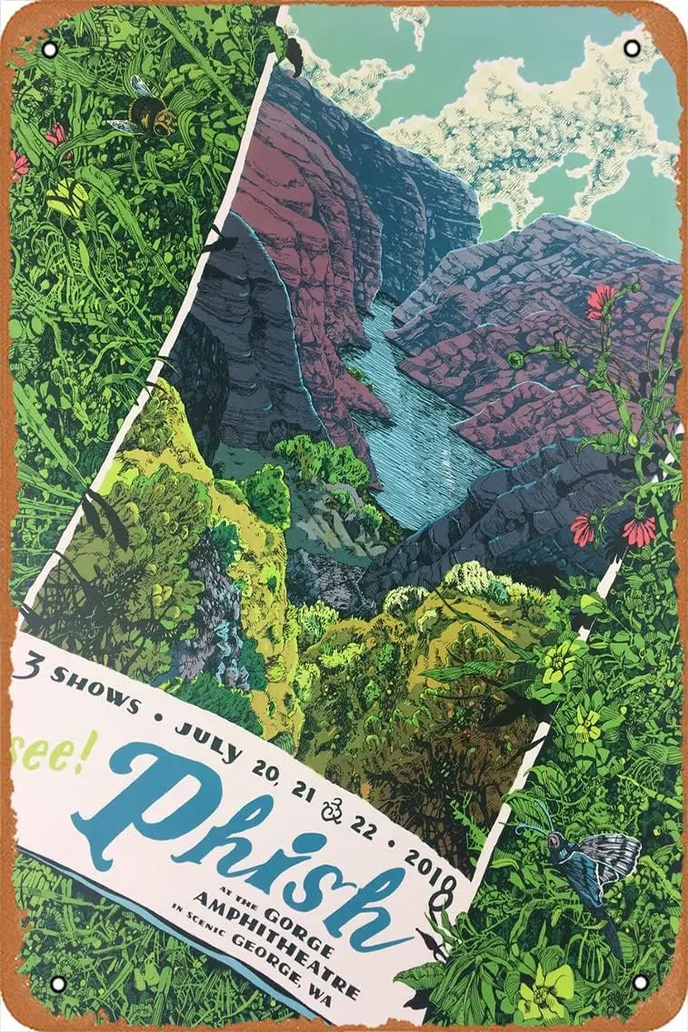 Phish - 2018 Poster George, WA Gorge Amphitheatre Retro Metal Tin Vintage Sign 12 X 8 Inch Wall Decor