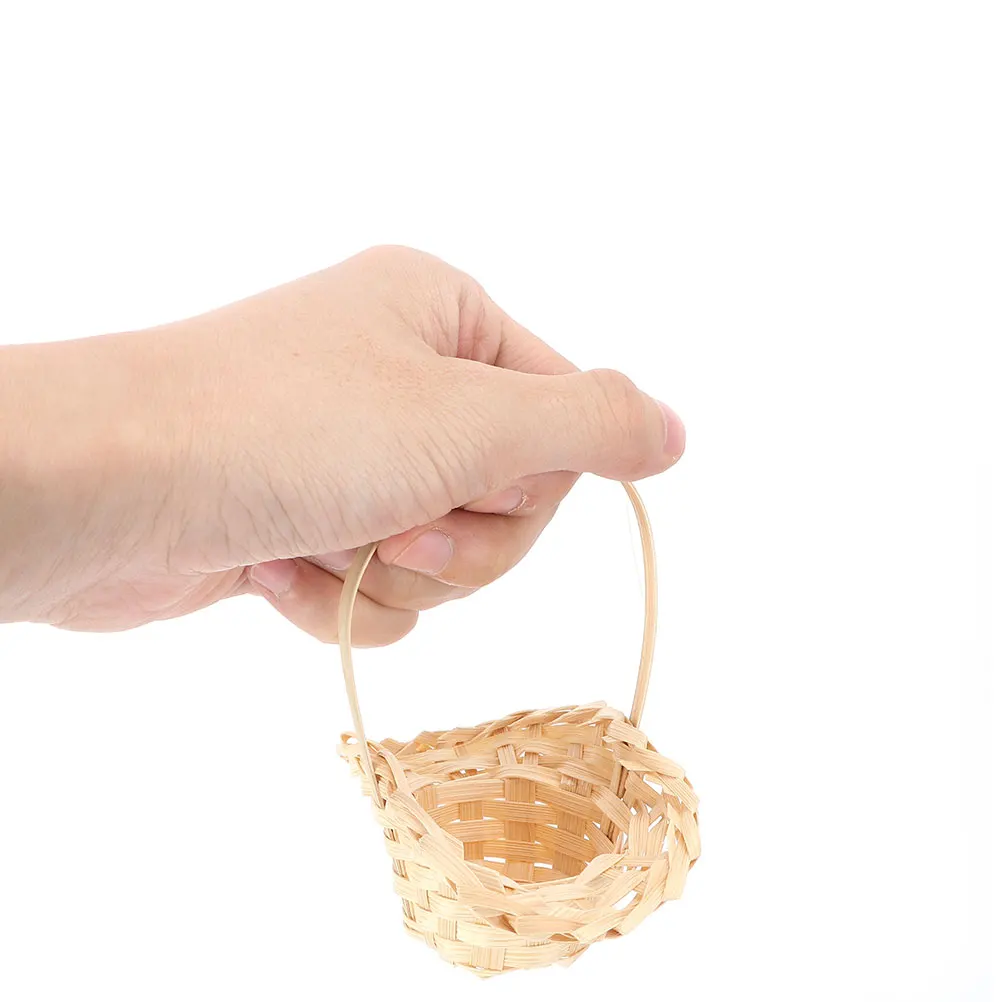 

4Pcs Bamboo Flower Basket Woven Decorative Storage Basket Handheld Organizer for Home Flower Holder Desktop Sundries Container