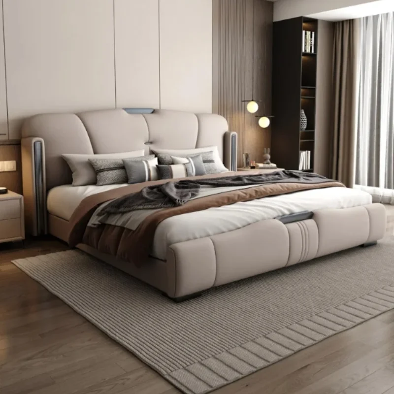 King Size Queen Double Bed Nordic European Living Room Frame Double Bed Luxury Modern Letto Matrimoniale Bedroom Furniture