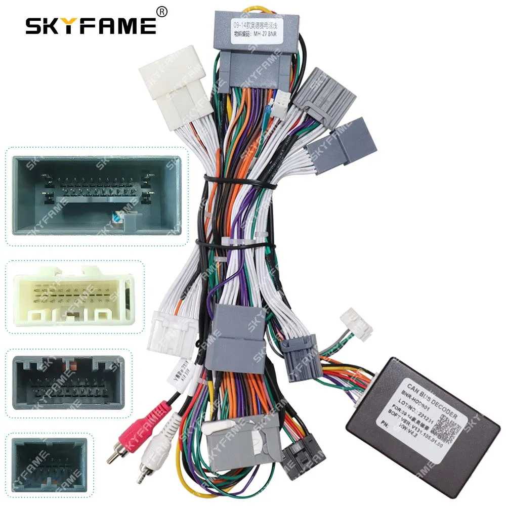 

SKYFAME Car 16pin Wiring Harness Adapter Canbus Box Decoder Android Radio Power Cable For Honda Odyssey