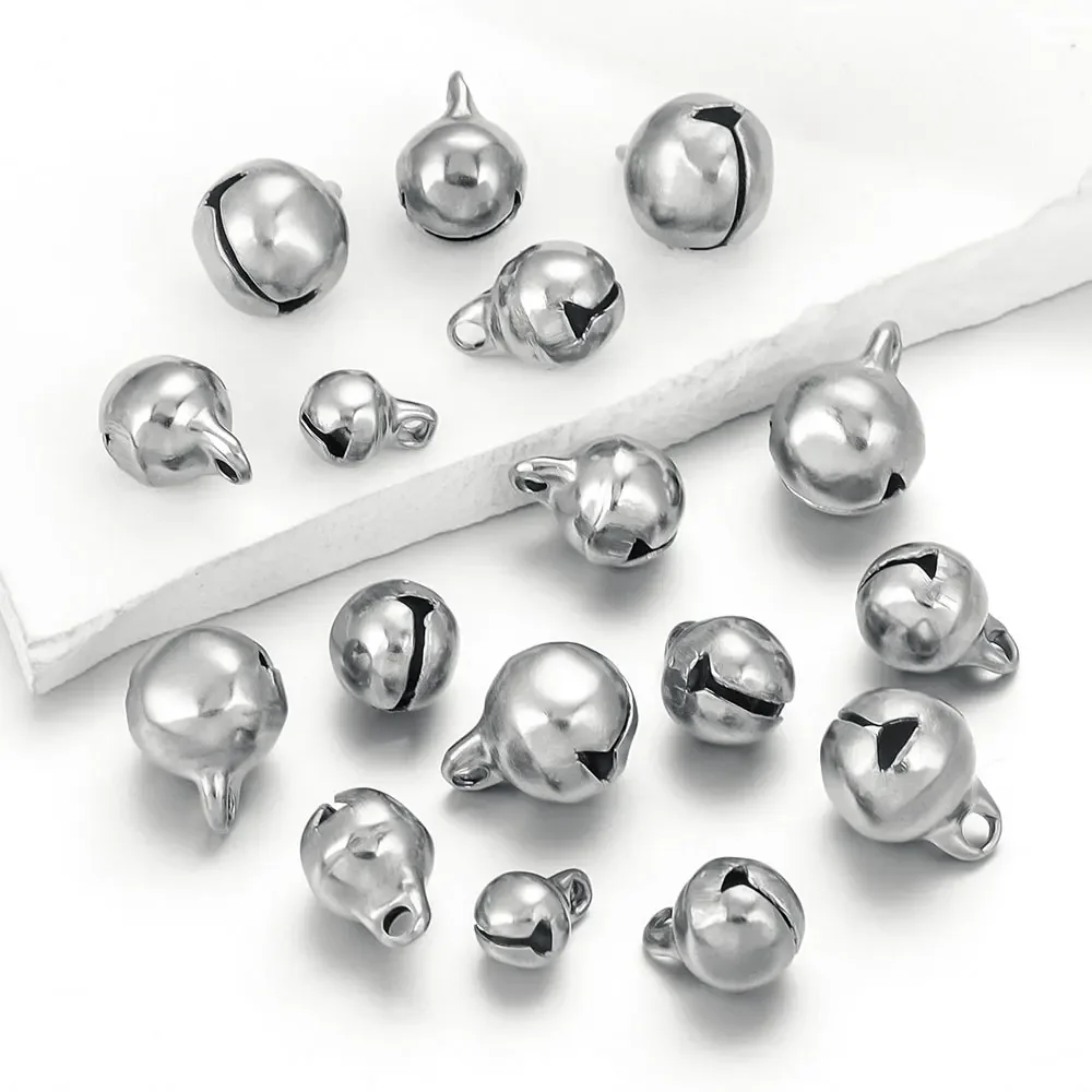 20pcs Stainless Steel Bell Pendant Christmas Ornaments for DIY Jewellery Making Supplies Material Charms Bulk Items Wholesale