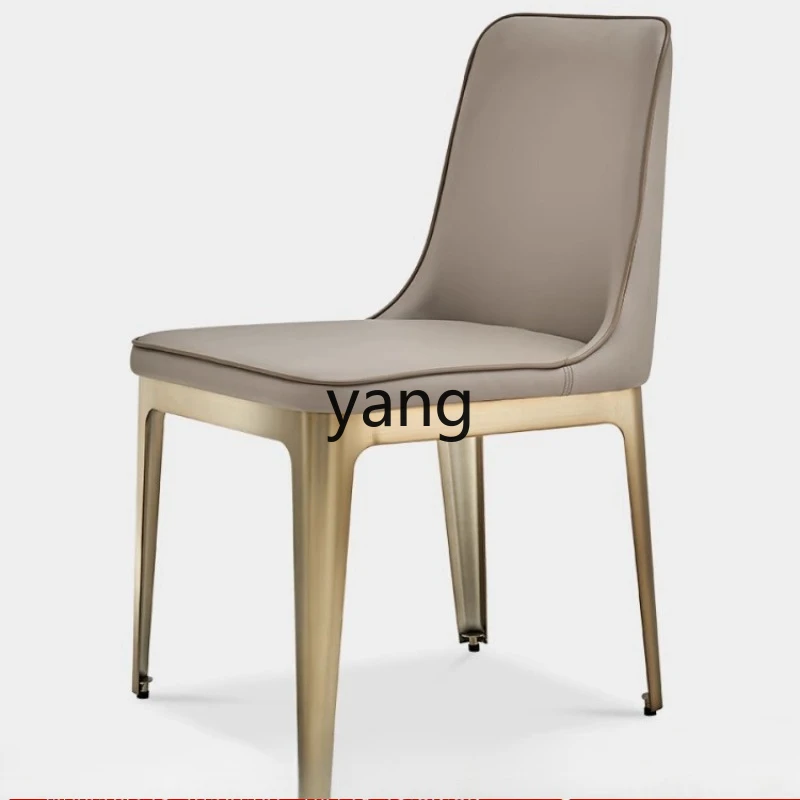 

LH minimalist light luxury high-end dining chair living room comfortable sitting metal foot chair