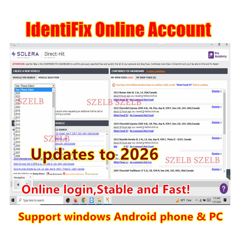 Account Identifix Online 2026 per Riparazione Auto, Aggiornamento Dati Online, Supporto per Sistemi Windows e Android, PC / Telefono / Tablet