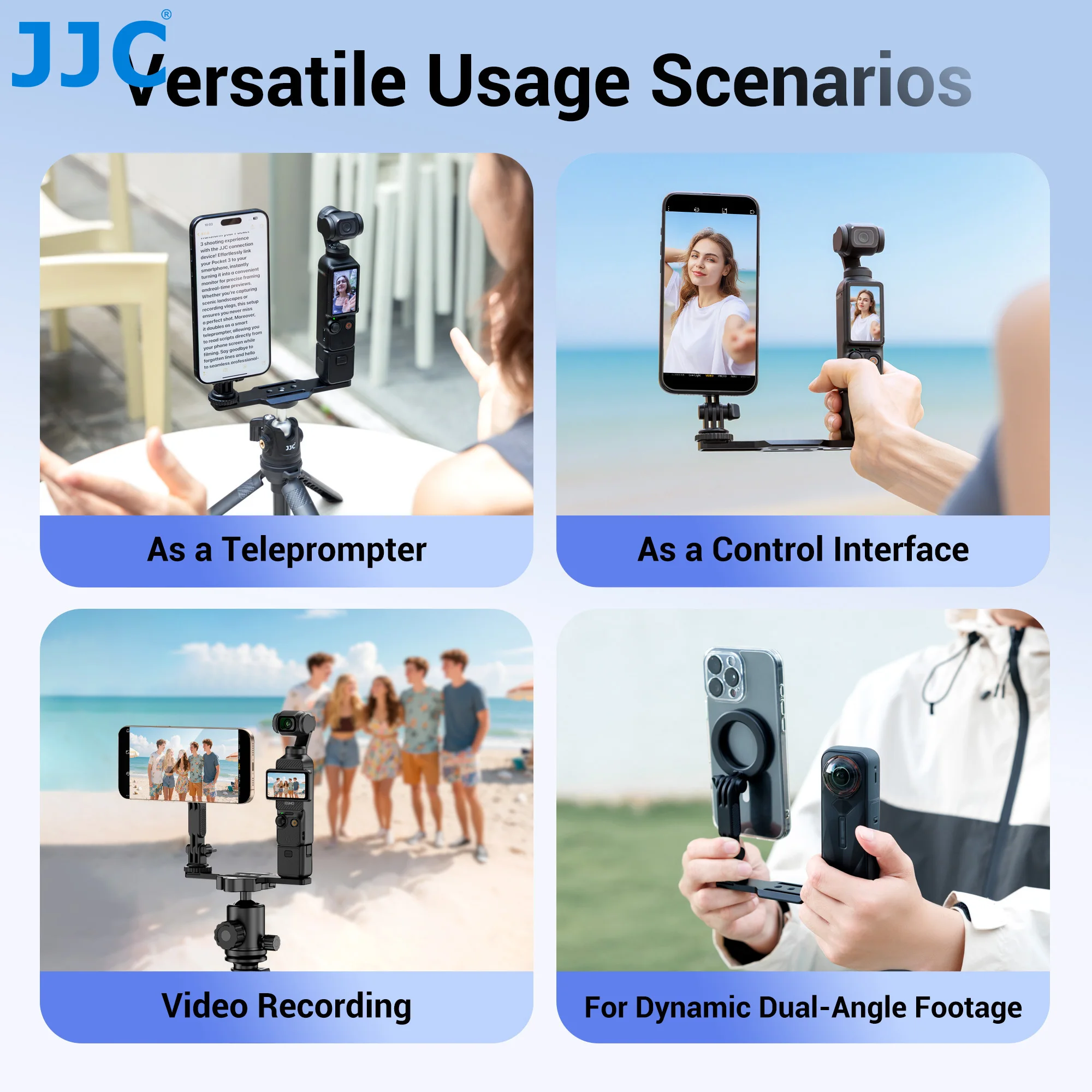 JJC Magsafe Phone Holder for DJI Osmo Pocket 4 3 Mount Expansion Accessories w 1/4" Thread Hole Used with Tripod Extension Rod view 2
