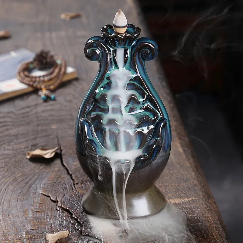 

Handmade Ceramic Craft Ornament Backflow Incense Waterfall Fountain With Indoor Aromatherapy