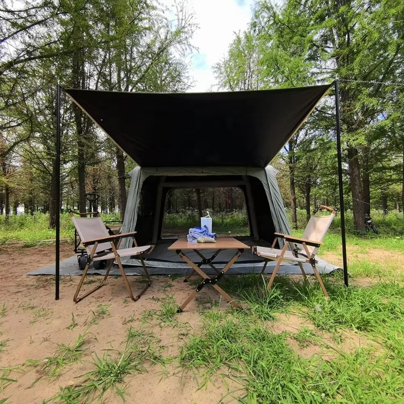 Waterproof portable 5.7 square meters inflatable camping tent made of Oxford cloth canvas cotton PVC 3