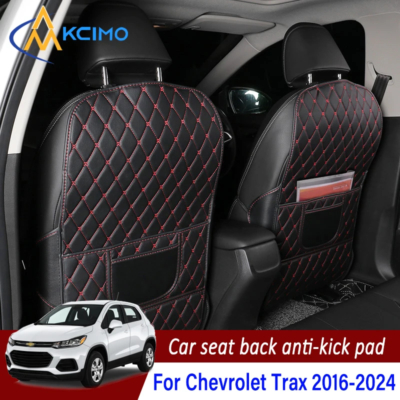 

For Chevrolet Trax 2016-2024 PU Leather Car Anti-Kick Pad Car Seat Back Protector Cover Back Seat Organizer with Storage Pocket