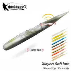 Hunthouse Xlayers Soft Fishing Lure 110mm 5.3g 6Pcs 150mm 14g 4pcs Silicone Material Make Noise Artificial Bait Bass Pike Tackle