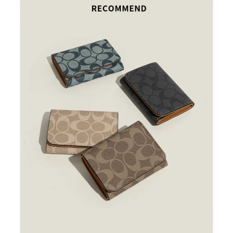 Pu Leather Tri-fold Short Wallet With Buckle, High-end Fashion Coin Purse For Men Women