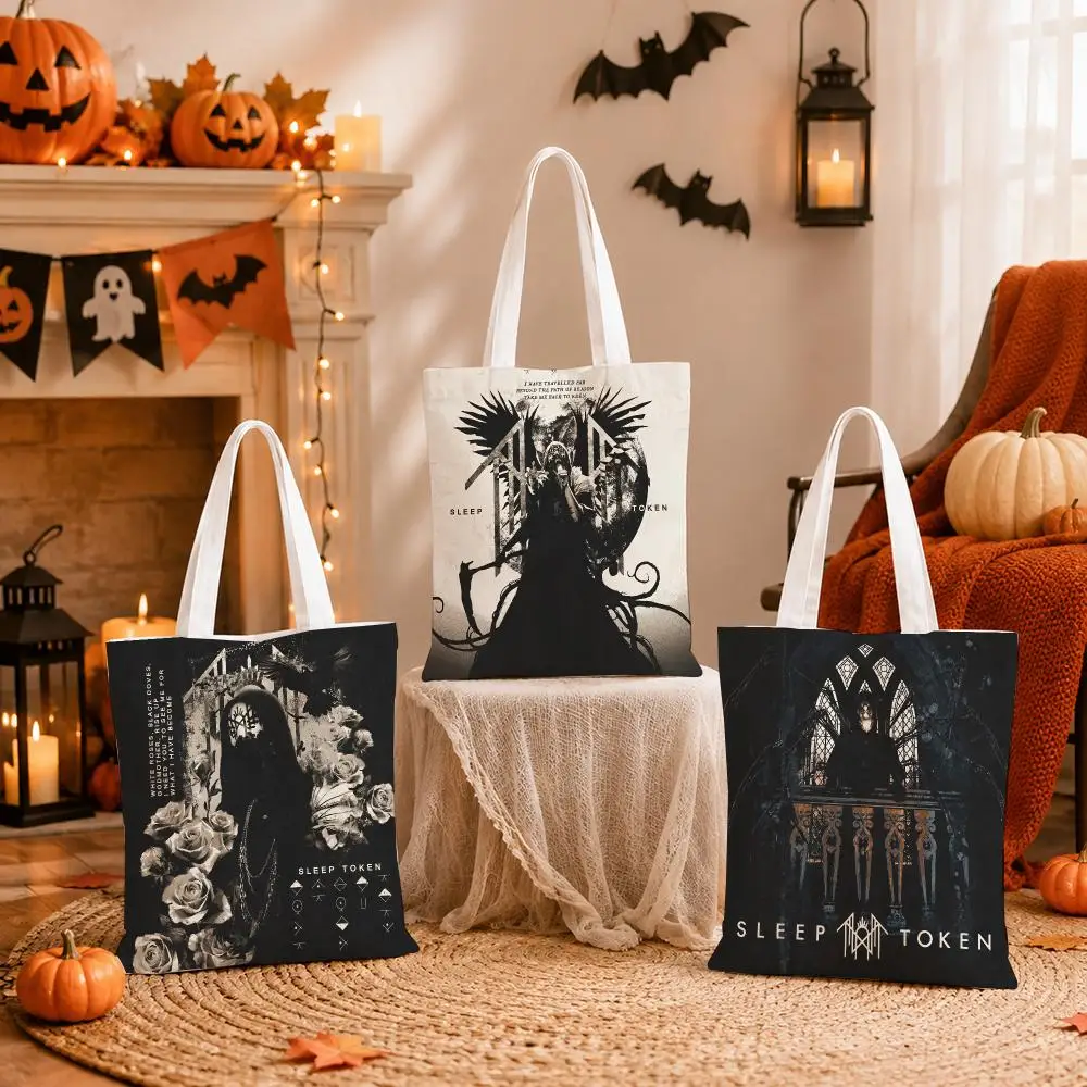 Band S-SleepS Tokens Storage Bags Canvas Tote Bag Women Large Capacity Reusable Eco Shopping Bag Shoulder Handbag