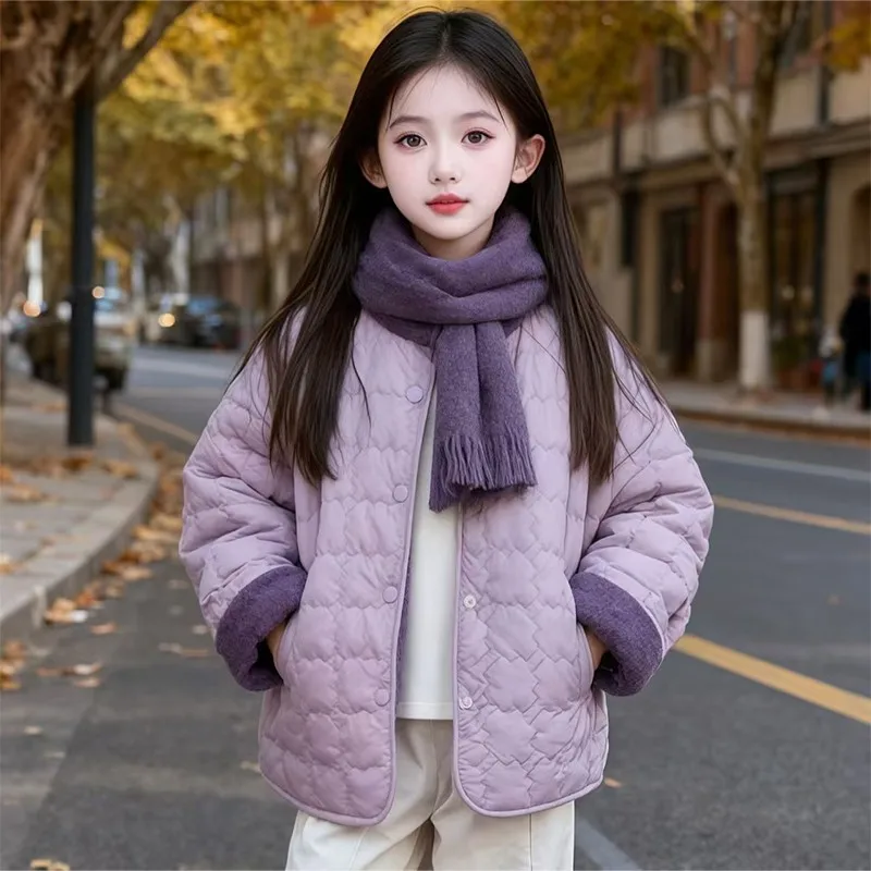 Girls' Trendy reversible Padde Coat Korean Style Autumn Winter Outwear Children's Fashionable Coat for Girls 5-13y