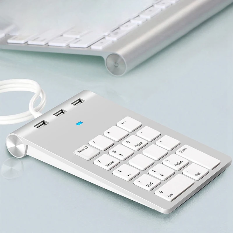 Numeric Keypad Mini Numeric Keypad Keyboard 18Keys Numeric Key Pad Numpad Number Pad with 3 Ports Usb Hub for Laptop Desktop Pc