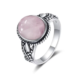 S925 Sterling Silver Rings Oval Natural Rhodochrosite Tiger Eye Rings for Women Wedding Engagement Ring Trendy Jewelry Gift