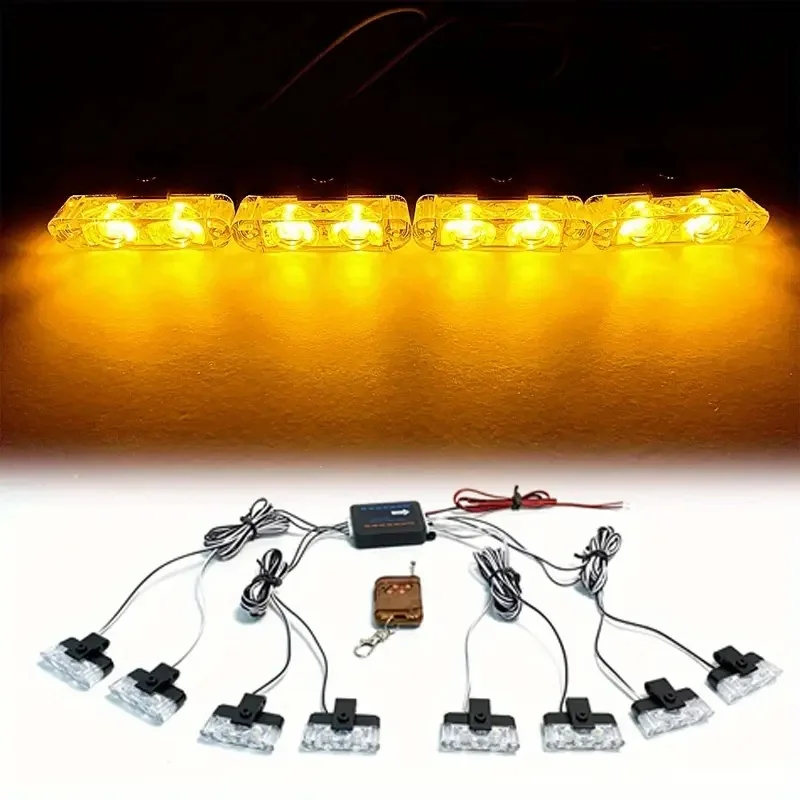 8 in 1 led Car Grille Strobe Lights, Led Strobe Lights Surface Mount Safety  Lights With Wireless Remote Control for Car Trucks