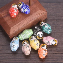 5PCS Russian Matryoshka Doll Painting Shape 22x13mm Ceramic Porcelain Loose Crafts Beads For Jewelry Making DIY Findings