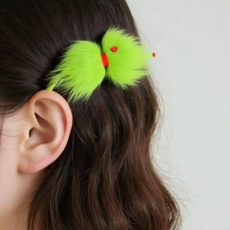 Christmas Green Hair Clip/Headband With Long Plush Design For Holiday Parties And Family Gatherings Adult Kids Accessory 