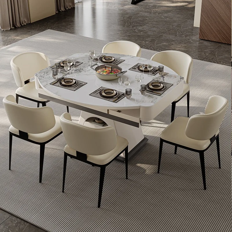 Intelligent lifting coffee table dining table Modern multi-functional cream wind folding two-in-one small apartment movable