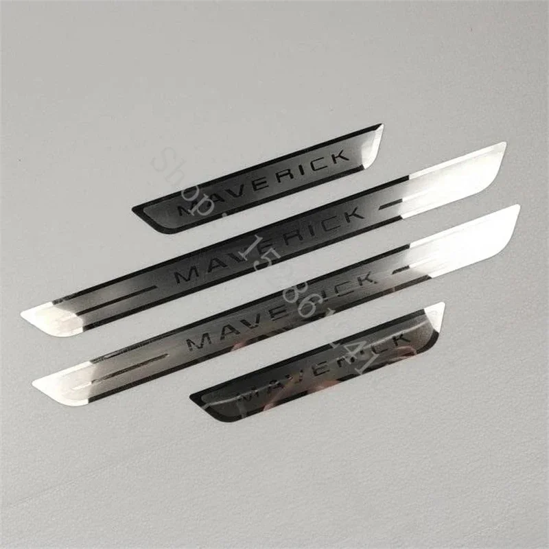 Door Sill Protector Car Accessories For Ford Maverick 2022- 2024 Auto Threshold Scuff Plate Stickers Steel Pedal Trim Styling