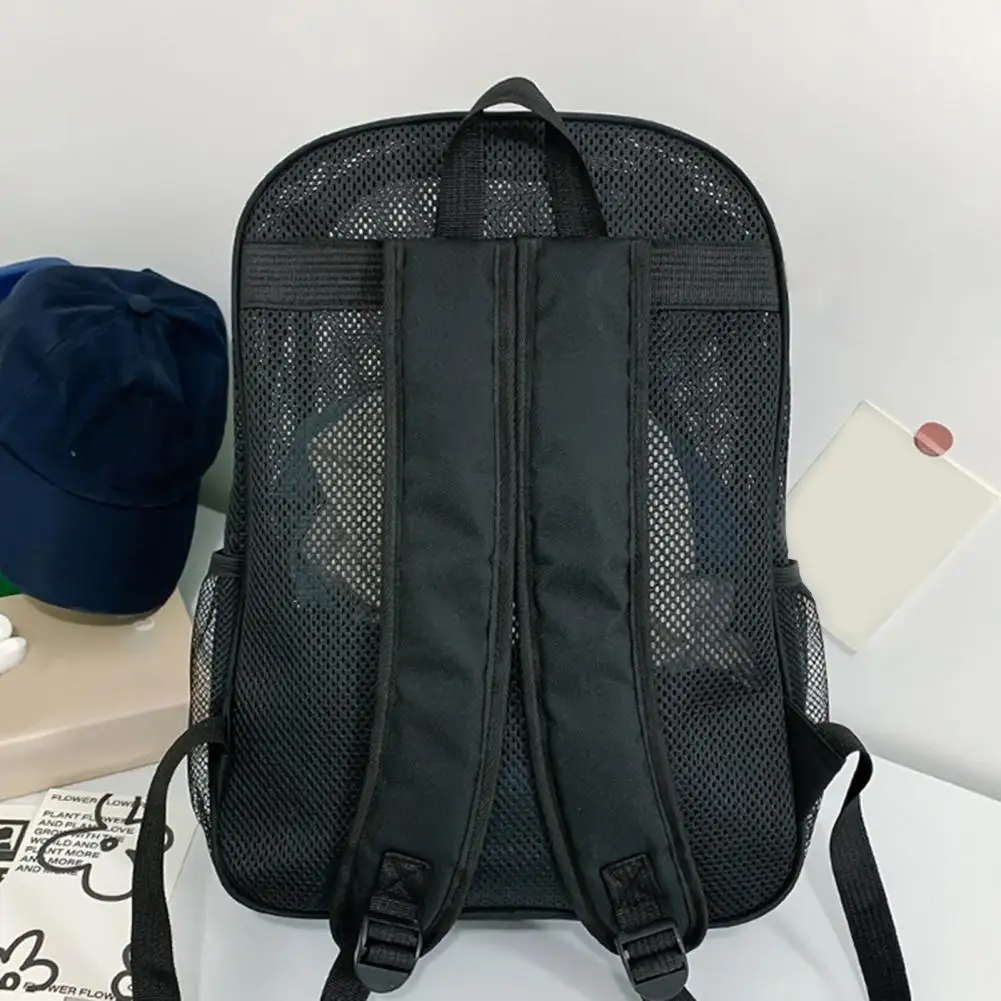 Mesh Backpack with Side Pockets Multi-compartment Travel Backpack with Adjustable Straps Zipper Closure Ideal for Gym Camping