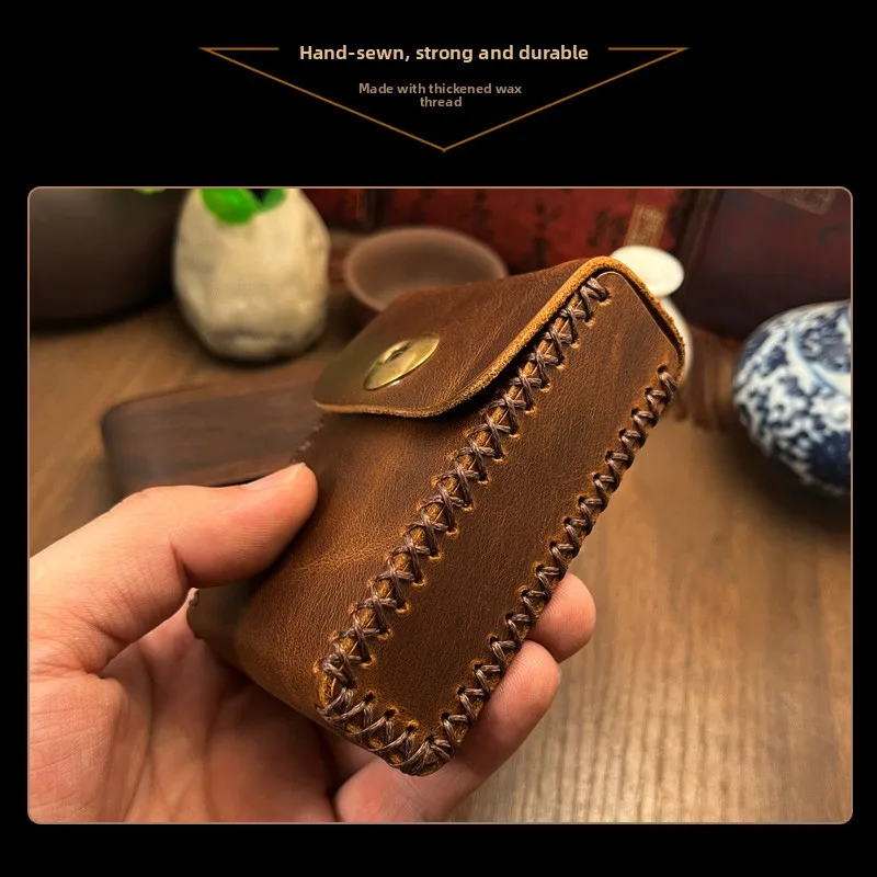 

Handcrafted Thick Leather Hardshell Cigarette Box Classic Men's 20-Stick Rough Cigarette Box Soft Pack Hard Pack Whole Pack