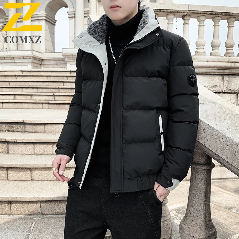 

Men Cotton Jacket Autumn Winter Trendy Versatile Thick Windproof Warm Standing Collar Cotton Jacket Outdoor Casual Zipper Jacket