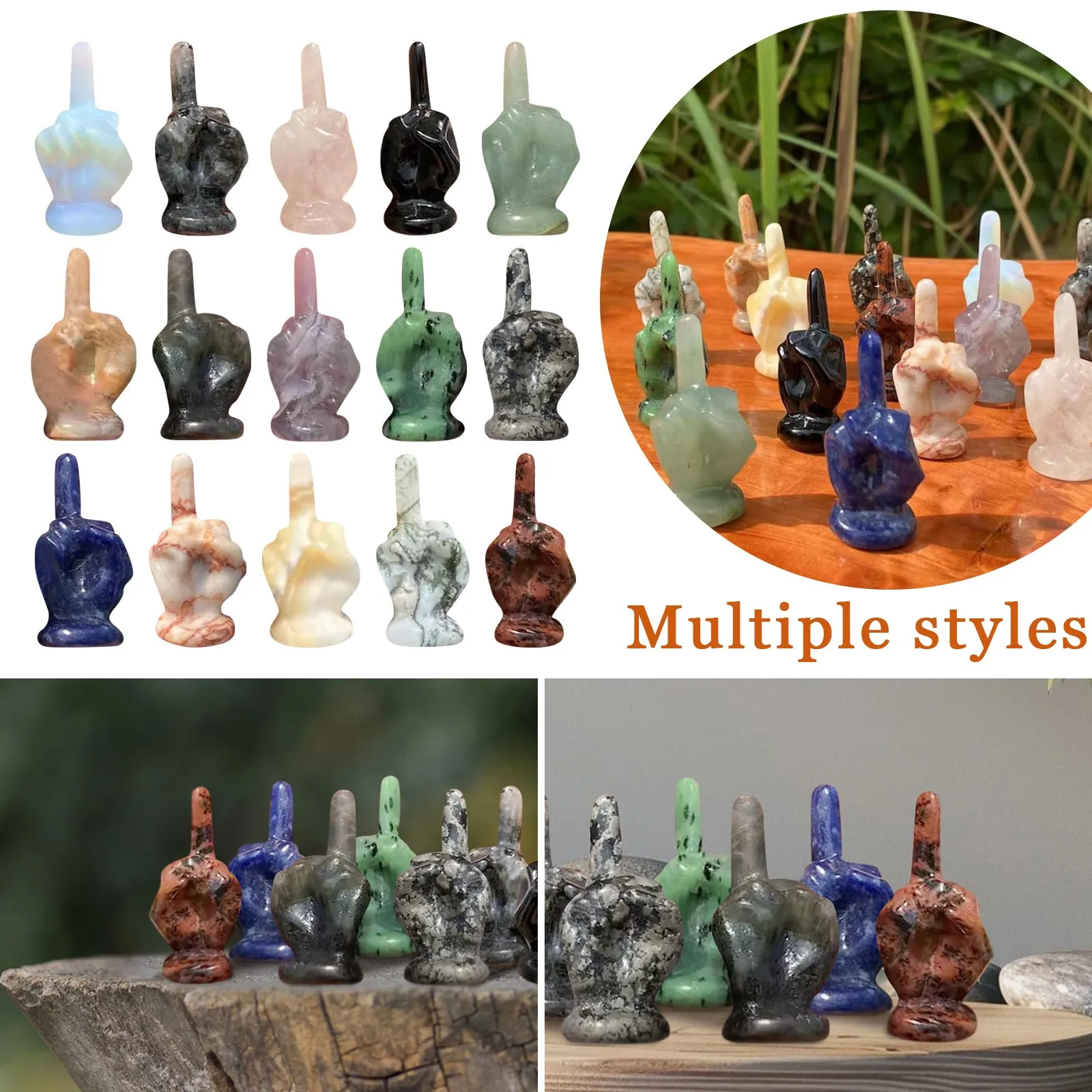 Modern Nordic Style Creative Middle Finger Statue Resin Craft Sculpture Flower Potted Plant Home Garden Decoration Crystal Decor