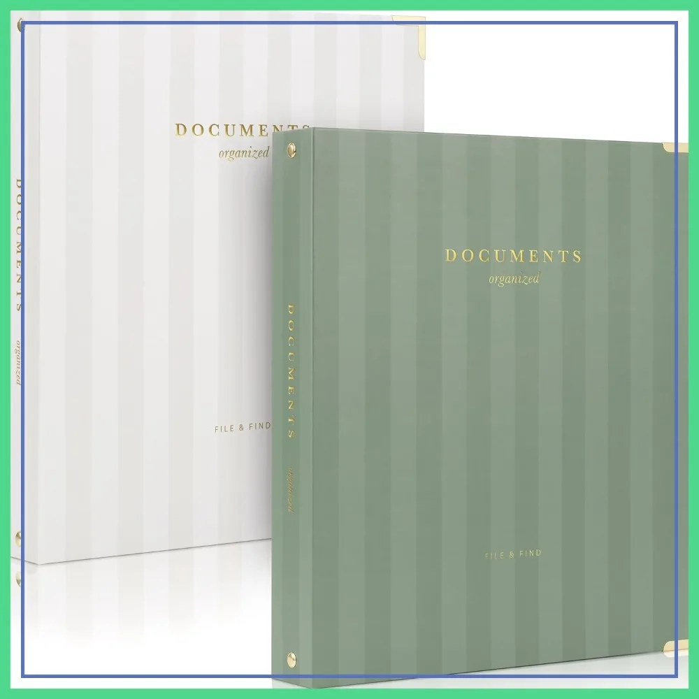 

Aesthetic 3 Ring Binder Set of 2 - Sturdy 1 Inch for Letter Size - Cute Three Hole Holder with Pocket for School Office