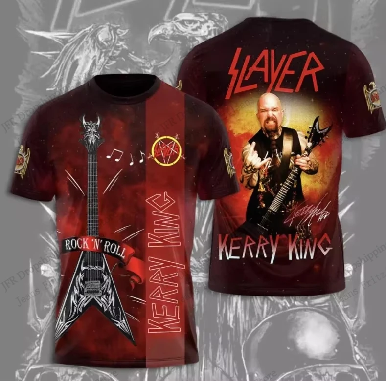 Heavy Metal Rock Band Slayer 3D Print T-shirt Men Women Fashion Casual Short Sleeve Tops Tees Kids Mens clothing streetwear New