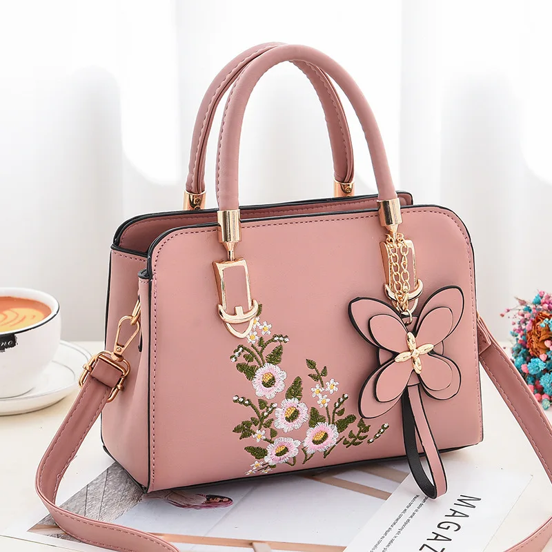 Women Embroidery Shoulder Bag Purse Tote Bags Fashion Handle Bag Large Capacity Crossbody Bags Female Portable Trendy Handbags