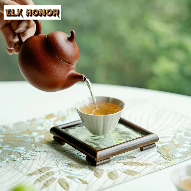 Boutique Phyllostachys Bamboo Glass Coasters Hot Pad For Coffee Cups Saucer Heat Insulation Placemats Teacup Base Tea Services