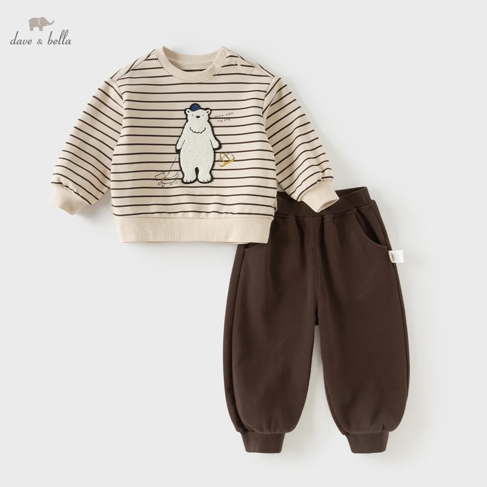 Dave Bella Boys' Kids' 2 Piece Sets And Outfits Autumn Children's Knitted Pants Suit Clothes Spring Baby Trousers Tops DB3263529