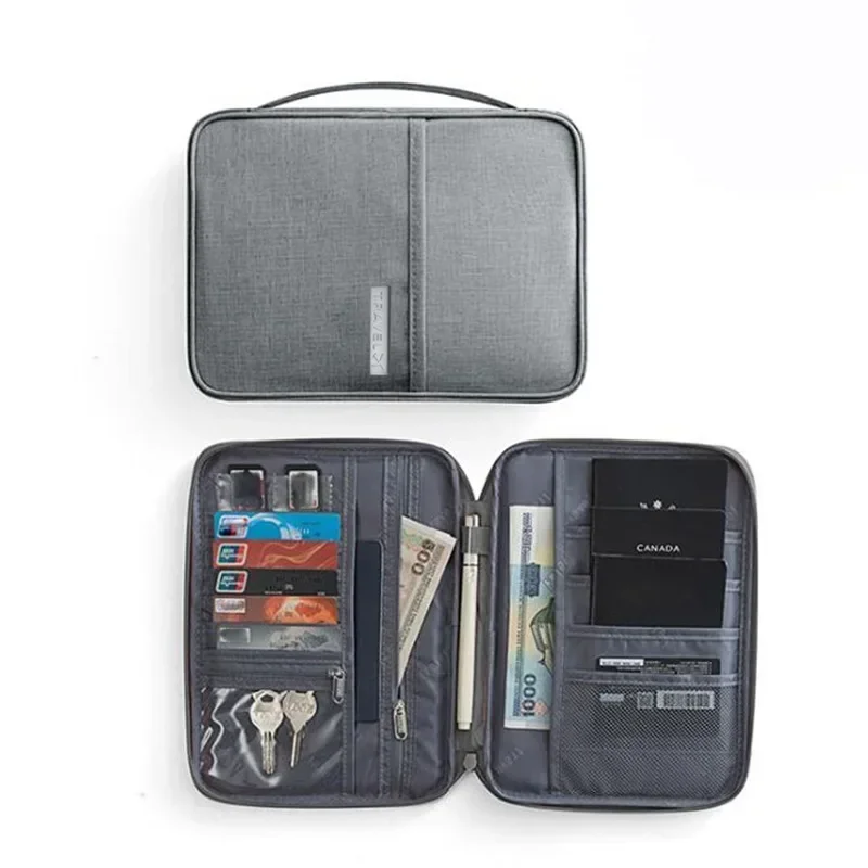 New Waterproof Handbag Passport Holder Travel Wallet Multi-Function Credit Card Package Multi-Card Storage Pack Zipper Organizer