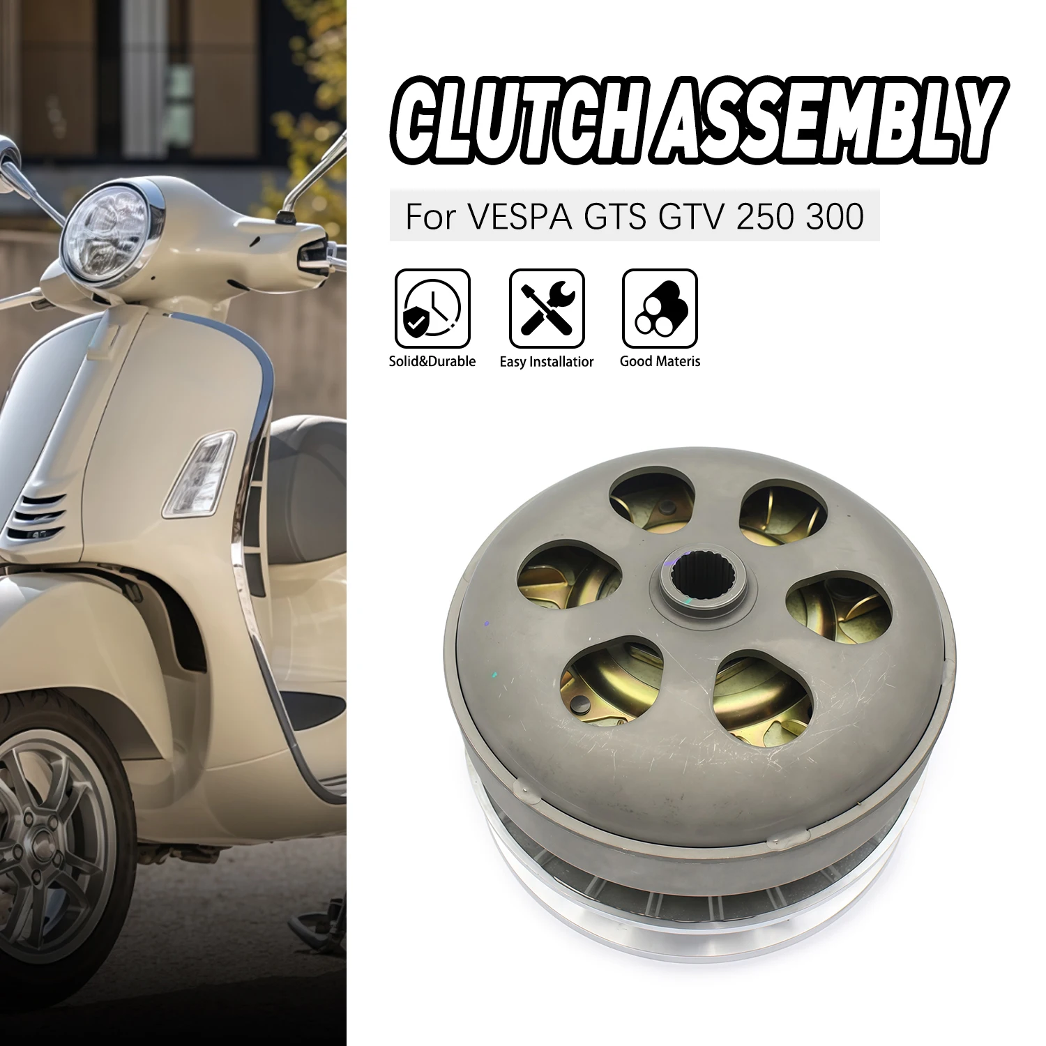 

Front Drive Plate Rear Pulley Assembly For Vespa GT GTS GTV 250 300 Super Sport Transmission Pulley Drive Plate Clutch CM316301